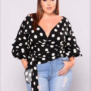 Wrap Top with Bubble Sleeve